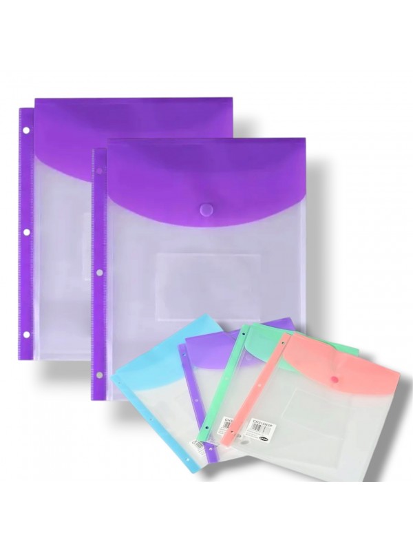 FOLIO CON BOTON CON 3 PERFORACIONES