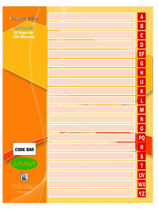 INDICE A-Z PLASTICO N°3