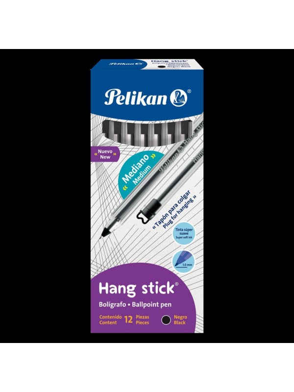 x12 BOLIGRAFO HANG STICK NEGRO