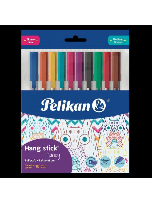 BOLIGRAFO HANG STICK x10 SURTIDOS PELIKAN