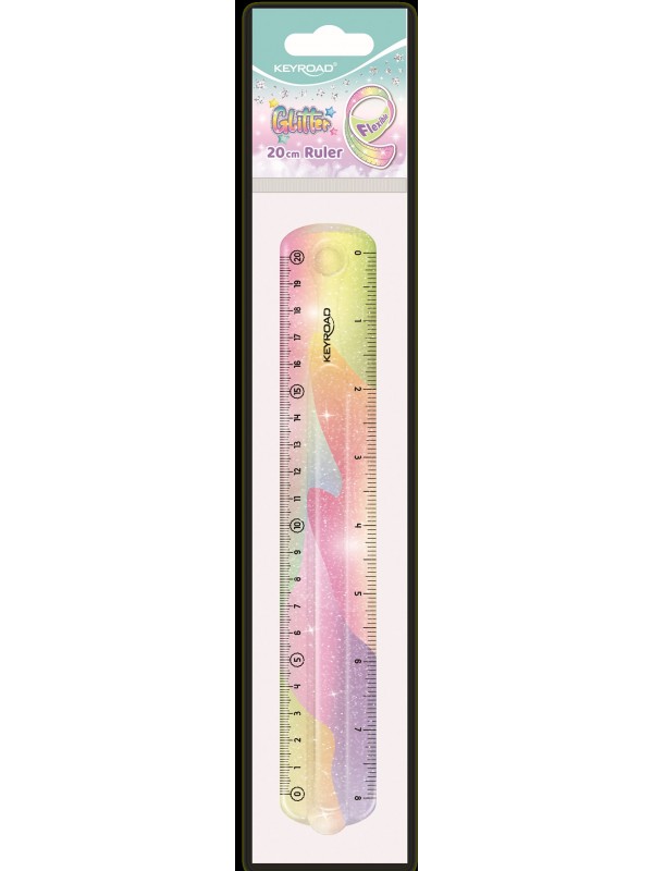 x24 REGLA FLEXIBLE PASTEL GLITTER 20cm KEYROAD
