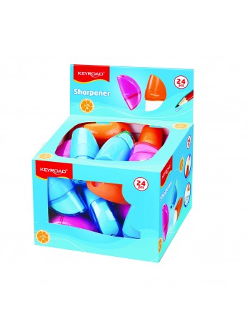 SACAPUNTAS PLASTICO OLAMI PASTEL 2 ORIFICIOS + GOMA x16