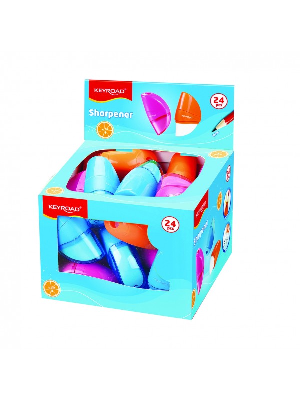 SACAPUNTAS PLASTICO OLAMI PASTEL 2 ORIFICIOS + GOMA x16