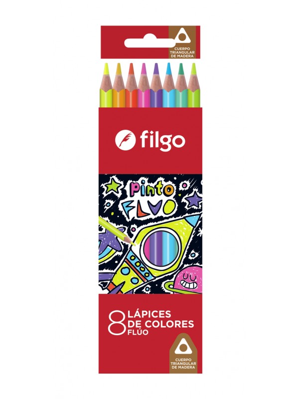 LAPICES DE COLORES FILGO PINTO FLUO x8