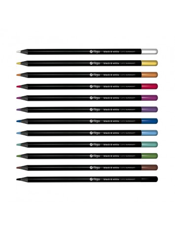 LAPICES DE COLORES FILGO BLACK & WHITE x12 LARGO