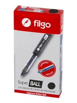 x12 ROLLER BALL FILGO TINTA LIQUIDA NEGRA