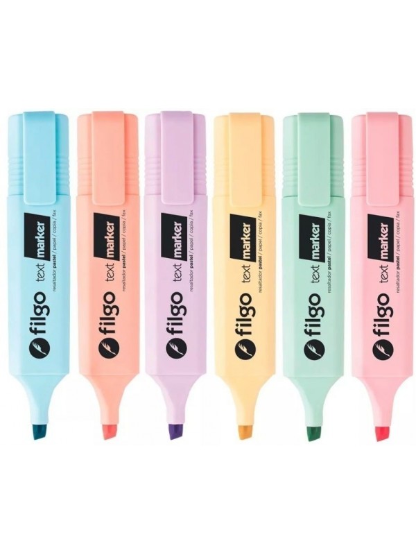 x36 RESALTADOR CHATO FILGO PASTEL (6 blister x 6)