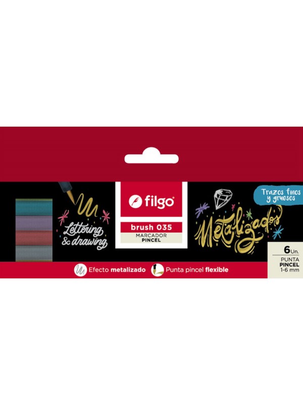 MARCADOR FILGO BRUSH METALIZADOS x6