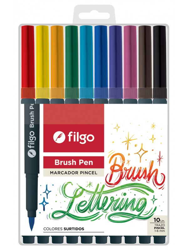 MARCADOR FILGO BRUSH PUNTA PINCEL x10