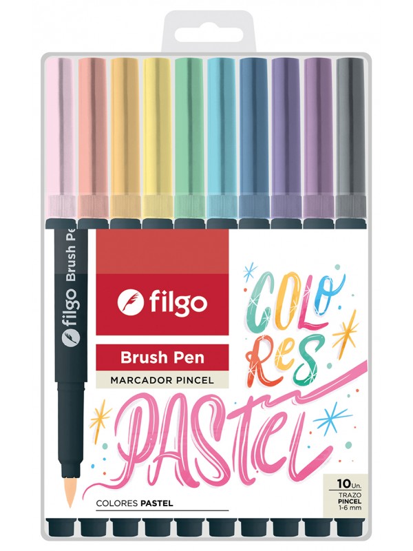 MARCADOR FILGO BRUSH PUNTA PINCEL PASTEL x10