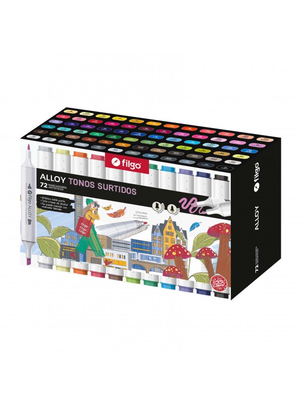 x72 MARCADOR FILGO DOBLE PUNTA ALLOY SURTIDOS