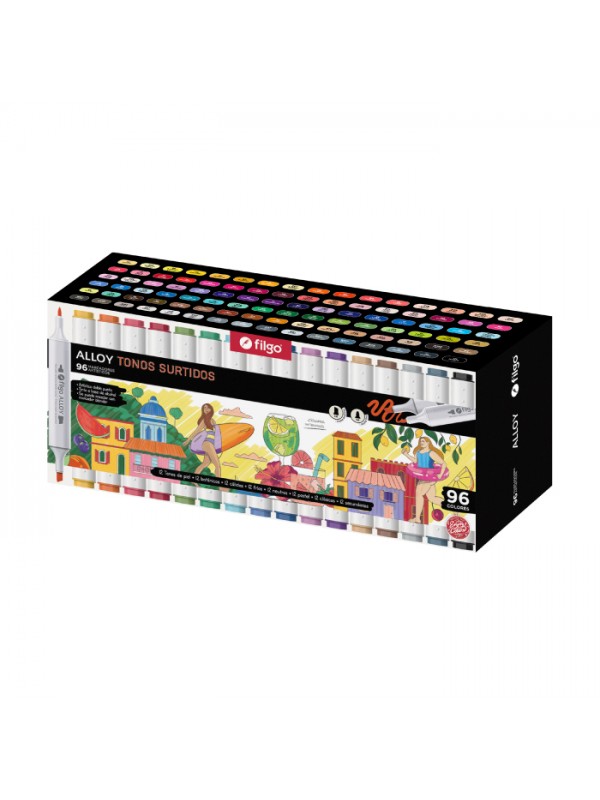 x96 MARCADOR FILGO DOBLE PUNTA ALLOY SURTIDOS