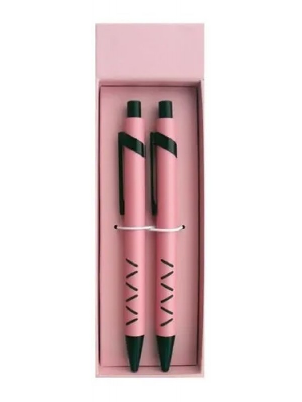 SET DE BOLIGRAFO + PORTAMINA SILVER ROSA