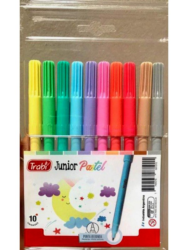 MARCADOR TRABI JUNIOR PASTEL x10