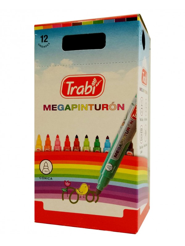 MARCADOR ESCOLAR TRABI MEGAPINTURON NEGRO x12