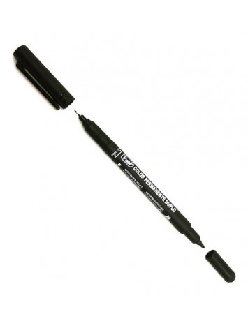MARCADOR DOBLE PUNTA TRABI NEGRO x12
