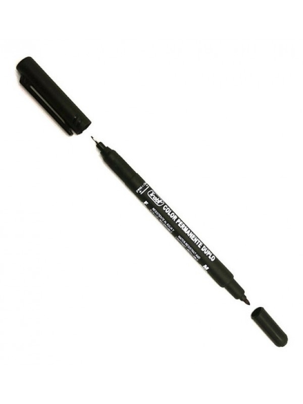 MARCADOR DOBLE PUNTA TRABI NEGRO x12