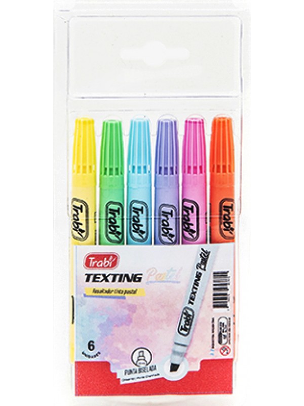 RESALTADOR TEXTING PASTEL SURTIDO TRABI BLISTER x6