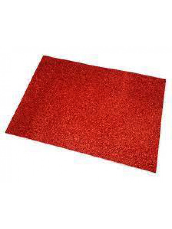 x10 GOMA EVA GLITTER A4 ADHESIVA ROJO