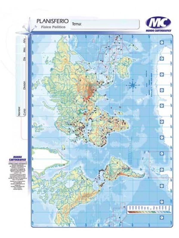 MAPA N°3 PLANISFERIO FISICO POLITICO