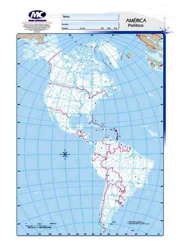 MAPA OFICIO CONTINENTE AMERICANO POLITICO