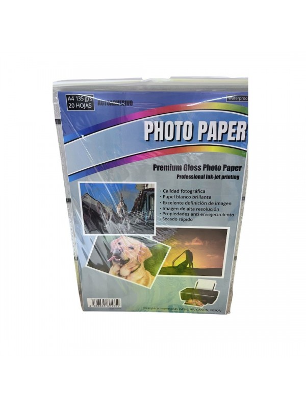 PAPEL FOTOGRAFICO AUTOADHESIVO A4 135G  x20 HOJAS