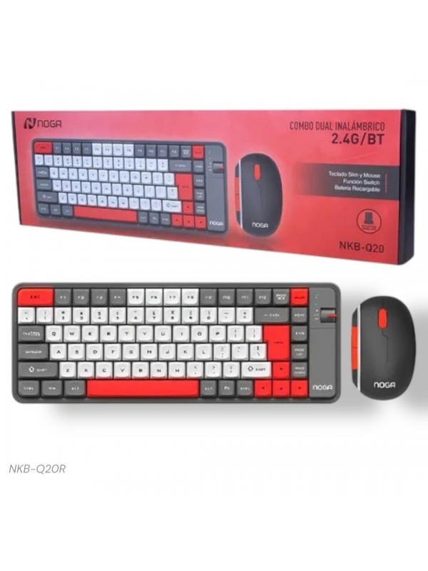 COMBO TECLADO Y MOUSE INALAMBRICO ROJO NOGA
