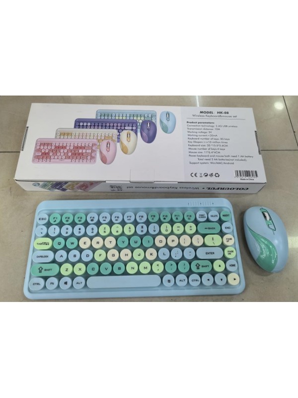 COMBO TECLADO Y MOUSE INALAMBRICO COLORES SURTIDOS