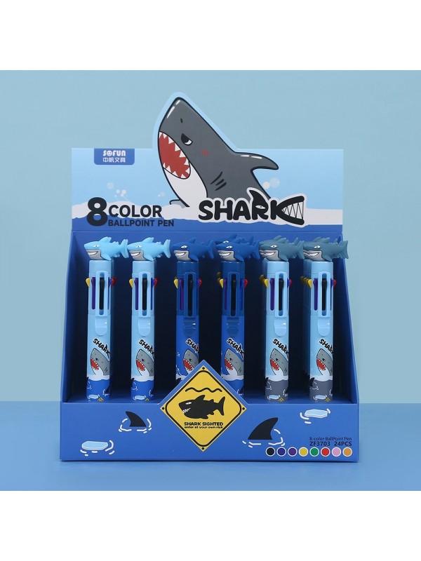 BOLIGRAFO 8 COLORES TIBURON x24