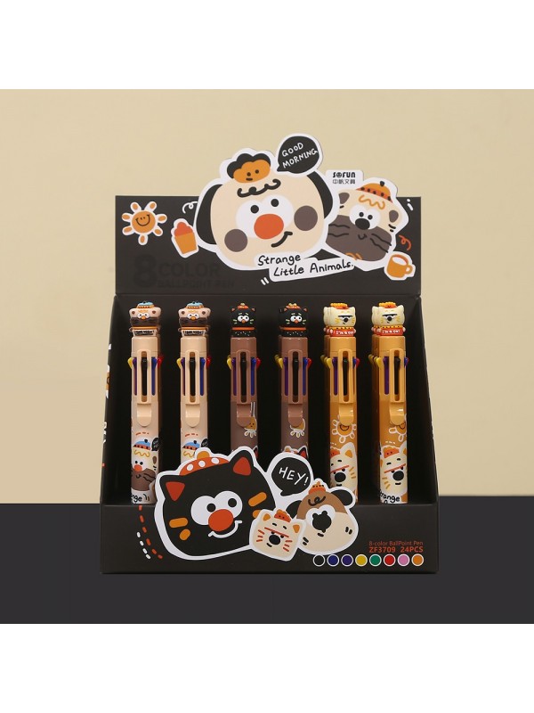 BOLIGRAFO 8 COLORES ANIMALITOS x24